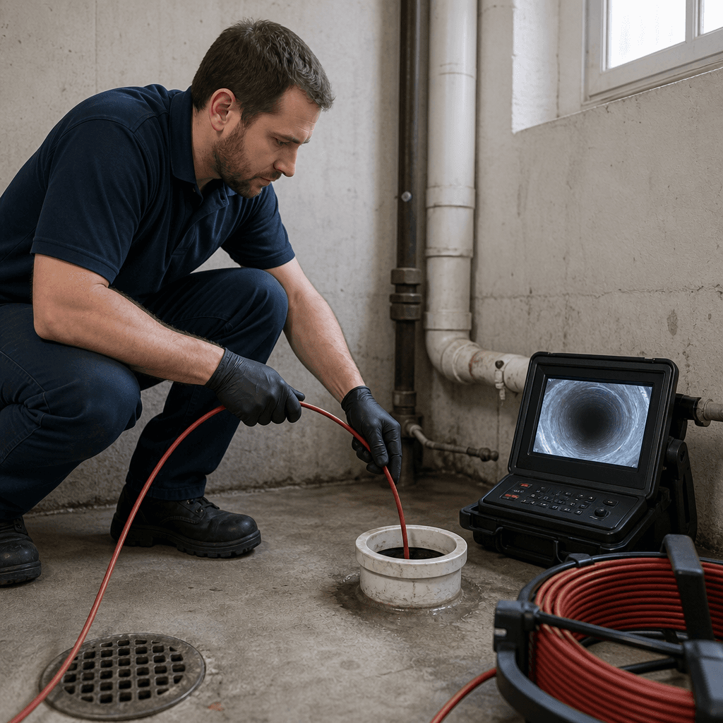 Homeowner on the phone with water line replacement specialist