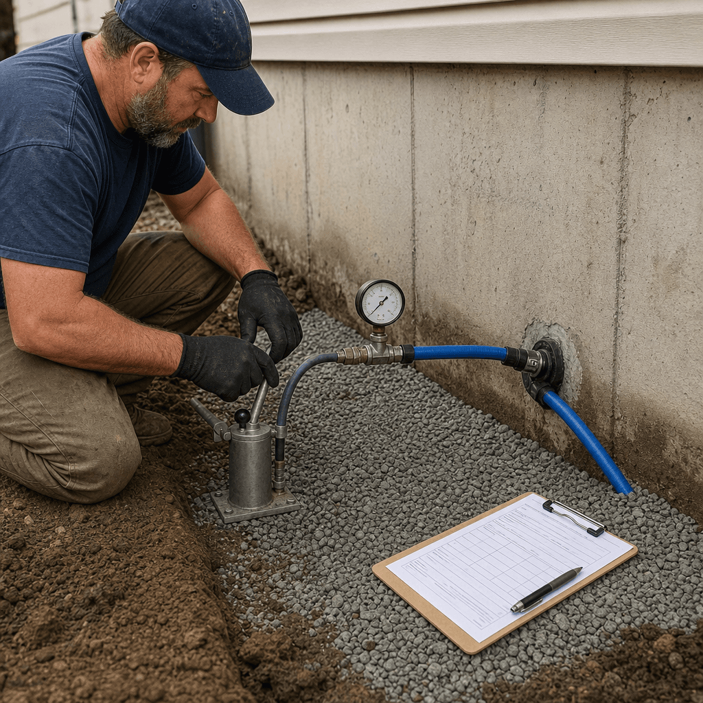 Water line contractor reviewing Toronto Water permit documentation